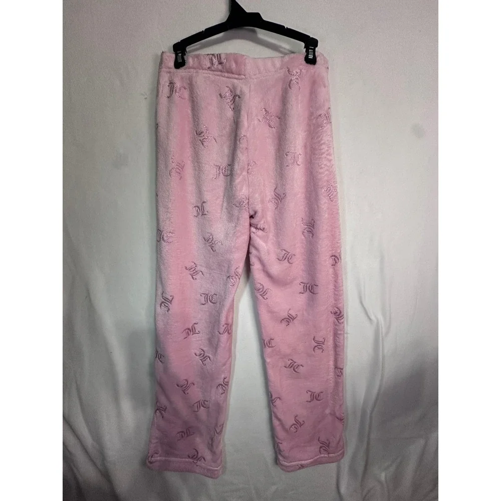 Juicy Couture Pink Velour All Over JC Logo Pajama Pants Sleepwear Size S - Picture 5 of 6